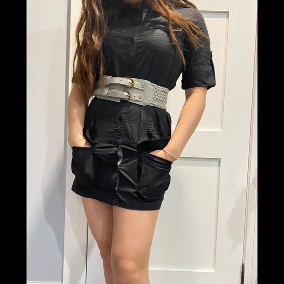 Black street wear society button up dress - Picture 2 of 4